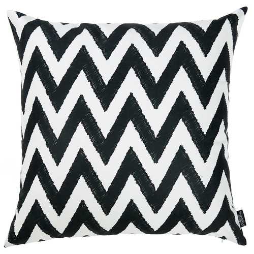 18"x18" Black and White Chevron Decorative Throw Pillow Cover